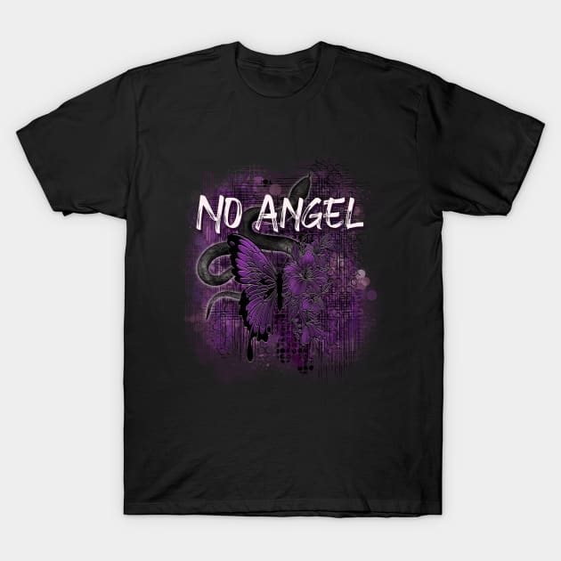 No Angel Purple Snake And Butterfly-flowers T-Shirt by Quirky And Funny Animals